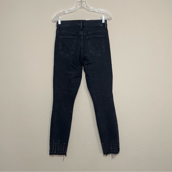 MOTHER The Stunner Zip Ankle Step Fray Jeans Studded Wrong Side Of The Track 28 - Picture 2 of 12